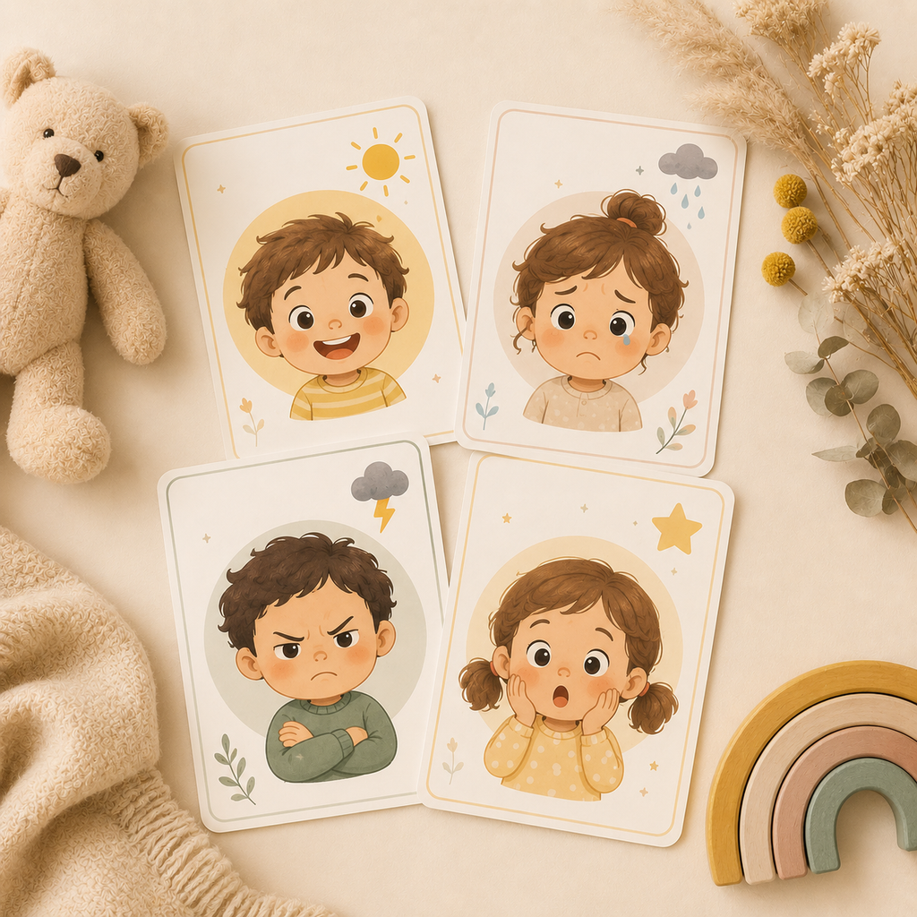 Emotions Bundle 💛 — 4 כרטיסי רגשות דיגיטליים לילדים
