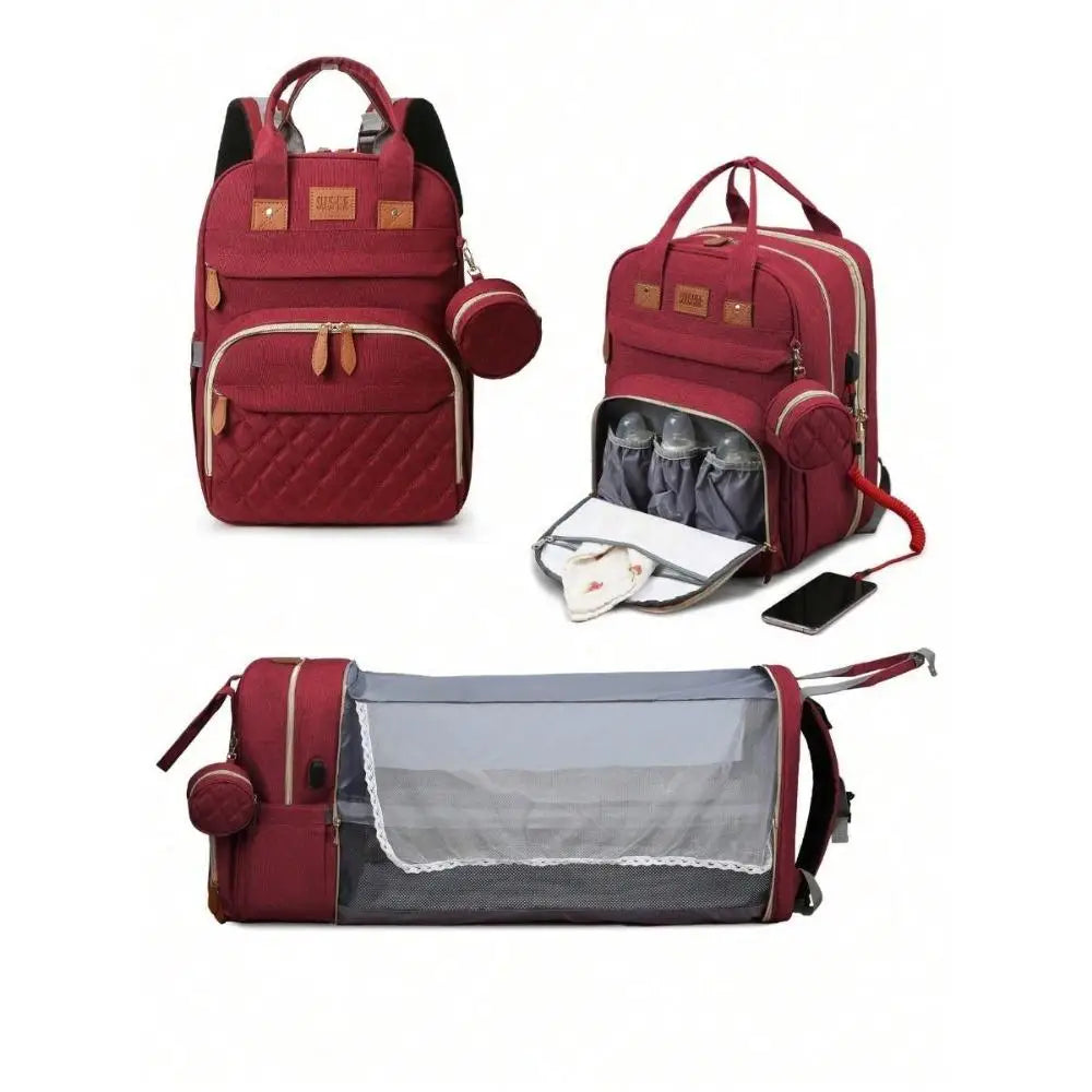 תיק החתלה 3 ב-1 — תיק גב + מיטה מתקפלת + טעינת USB 🎒